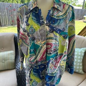 Investments Gold Label Taylor style Multicolor Paisley Button Down Shirt